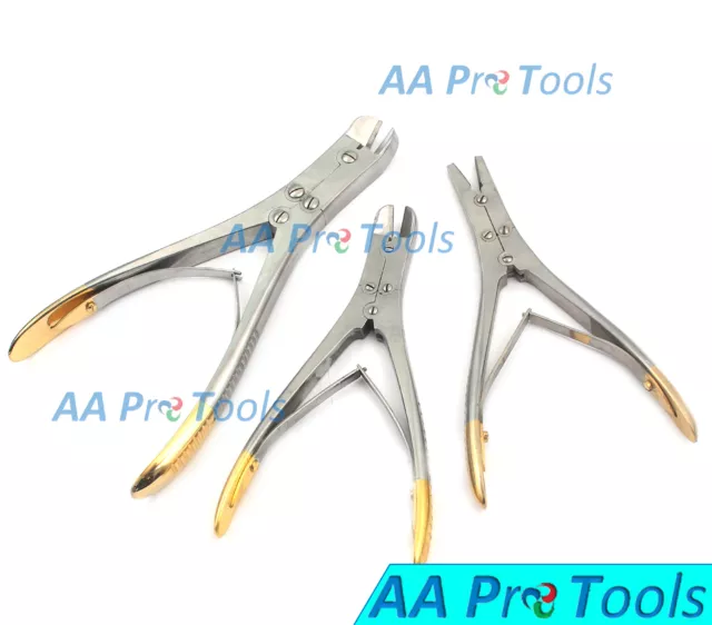 AA Pro: 3Pcs T/C Pin & Wire Cutter & Puller Double Action Angled, Gold Handle