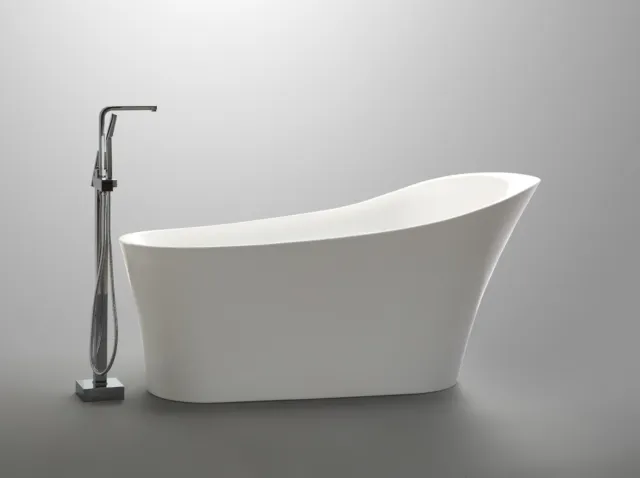 Nakita Acrylic Gloss White Slipper Highback 1700mm Freestanding Bath