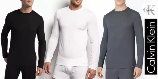 Calvin Klein Men's T-Shirt Long Sleeve Crew Neck Micromodal Ck U1139 Tee Shirts