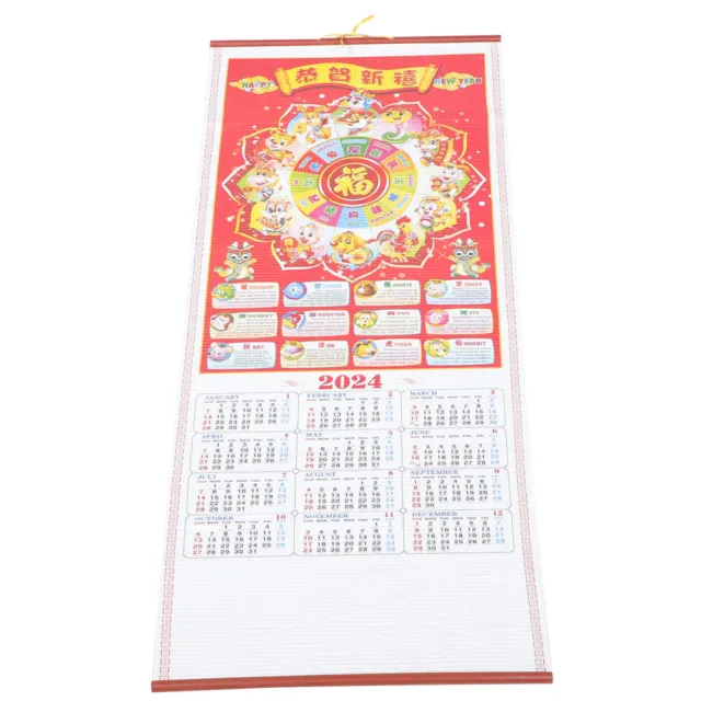 Calendario de Pared del Zodiaco 2024 Año Chino del Dragón Arranque Nuevo Grande