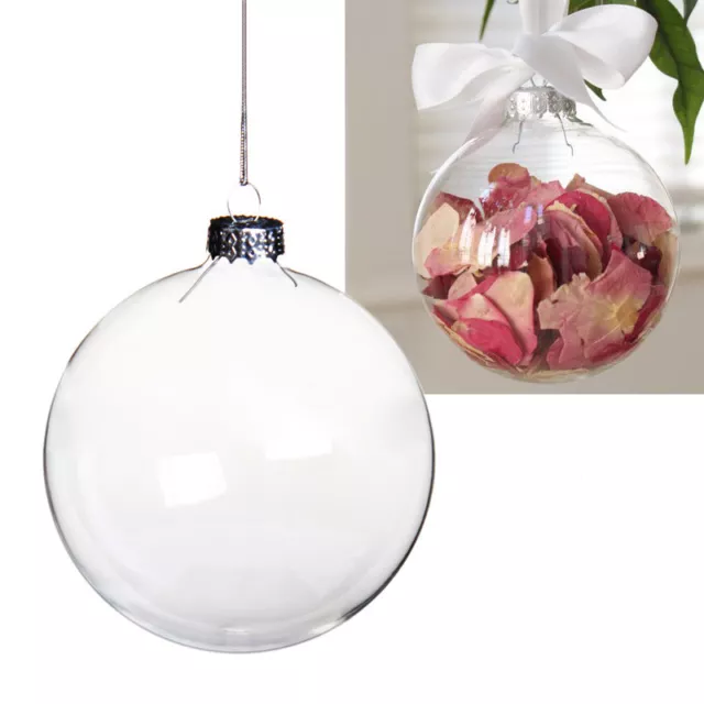 5-50x Clear Glass Baubles Lid Design Filled Christmas Tree Ornament Sphere Ball