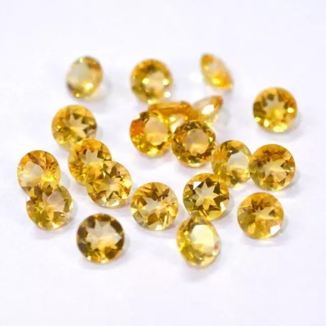 20 Pc Natural Citrine 6mm Round Shape Faceted Calibrated Size Loose Gemstone