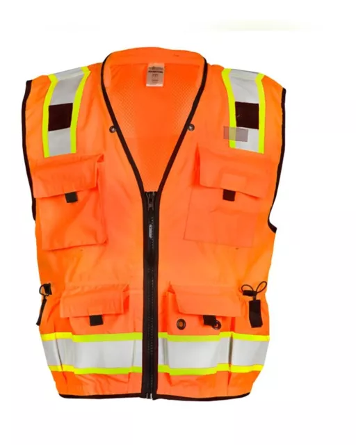 NEW ML Kishigo S5001 Class 2 Orange Professional Surveyors Vest