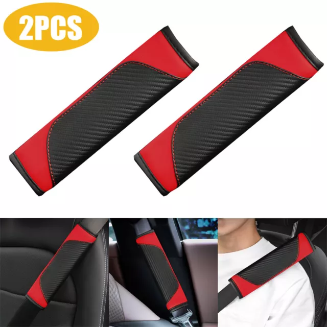 2X Carbon Fiber Protect Cushion Shoulder guard Car Seat Belt Pad Cover Accessory