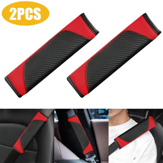 2X Protect Cushion Shoulder Guard Car Carbon Fiber Seat Belt Pad Cover Accessory