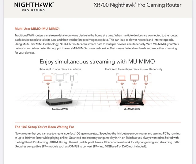 NETGEAR XR700-100EUS Nighthawk Pro Gaming Wi-Fi Router AD7200 MU-MIMO NEW SEALED 7