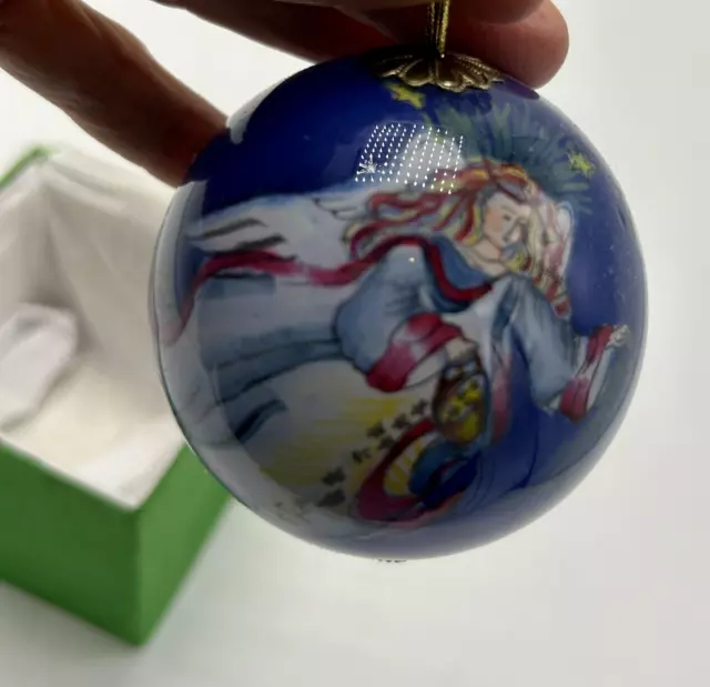 Christmas LiBien Angel Ornament Hand Painted Glass Art in Box