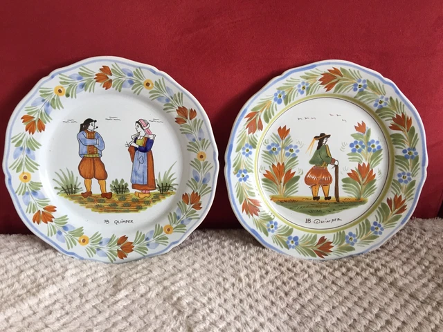 ANCIENNES ASSIETTES FAIENCE de QUIMPER HENRIOT QUIMPER avant 1980 EUR