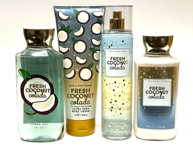 Bath Body Works Fresh Coconut Colada Fragrance Mist Body Wash Lotion & Cream Set