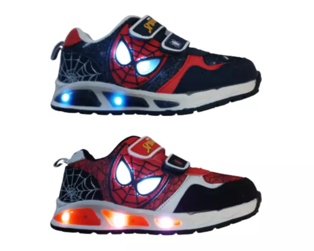 Scarpe da ginnastica bambino con luci sneakers estive bimbo a strappo Spiderman