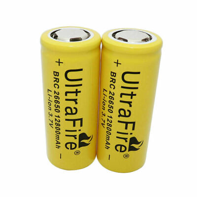 2pcs 26650 Batterie 12800mAh 3.7V LI-ION Rechargeable Piles Cellule Pour Léger S