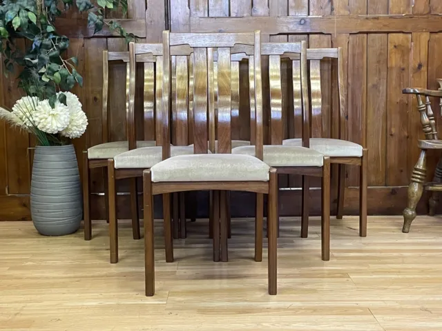 Retro Teak Dining Chairs By Meredew  Mid Century Set of 6 Kitchen Chairs