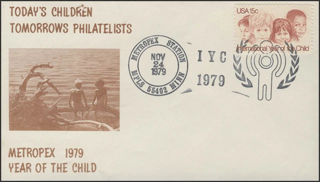 USA: Children's Heads - Stamp Exhibition METROPEX 1979 on Jewelry Envelope SSt