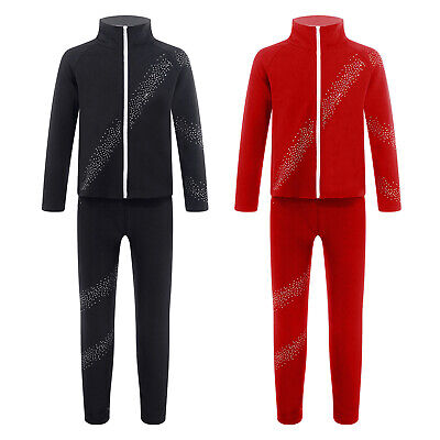 Kids Girls Zipper Outerwear with Pants Athletic Tracksuit Rhinestone Clothes Set