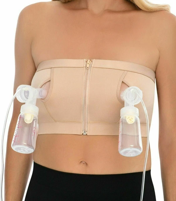 Secret Treasures No Hands Breast Pump Bandeau Bra Size XXXL (42D-44DD) Beige NOS