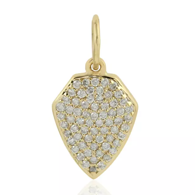 14k Yellow Gold Pave Diamond Charm Pendant Jewelry For Women's