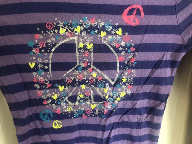 Children’s Place Peace Sign Purple Girls Long Sleeve Shirt Size S 5/6 Fast Ship 2