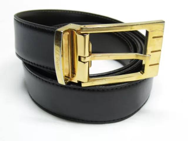 ST DUPONT Reversible Dark Brown/ Black Size 38 Leather Belt   7H1