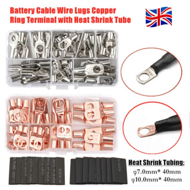 BATTERY CABLE WIRE Lugs Eyelets Tubular SC Copper Ring Terminal Heat