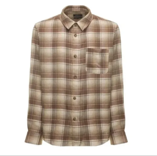 A.P.C. Trek Plaid Cotton & Linen Button-up Check Shirt In Brown Size M
