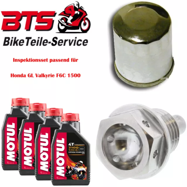 Sparset 4L Öl, Filter, Ablassschraube passend für Honda GL Valkyrie F6C 1500