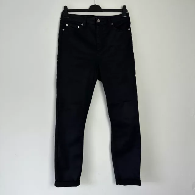 Straight Denim Jeans Size W30 L28 Black Button Zip Fly Ankle Length Women's