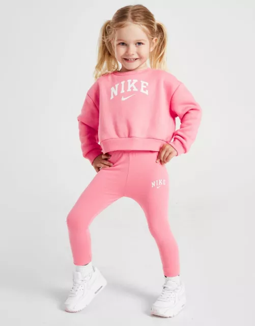 BNWT - Nike Girls Varsity Crew Set Pink Sweatshirt & Leggings - Girls Size: 4