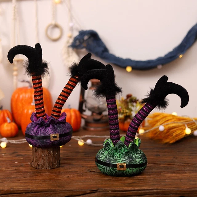 Colorful Halloween Decor Purple and Green Witch Legs for a Vibrant Display