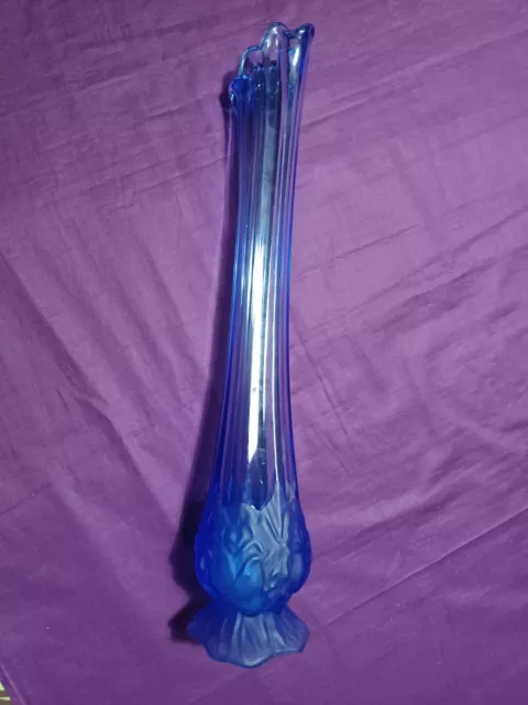 beau vase soliflore xxe base pate de verre bleu xxe art deco