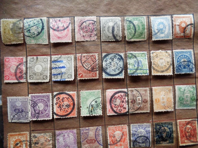 Altes Briefmarken Lot von Japan mit Revenue Tax Green Tobacco - Registration Tax