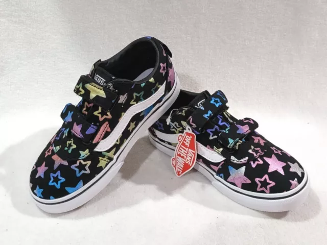 Vans Toddler Girl's Ward V Foil Stars Black/Multi Skate Shoes-Size 6/7/8/9/10 NB