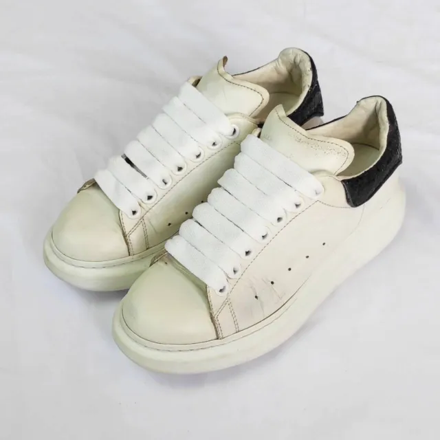 Alexander McQueen White/Black Glitter Oversized Sneakers Women’s Size: 37Eur