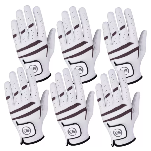 SG Hombre Cuero Cabretta Guantes Golf Tenis Guantes Compra En Paquete De 3 O 6