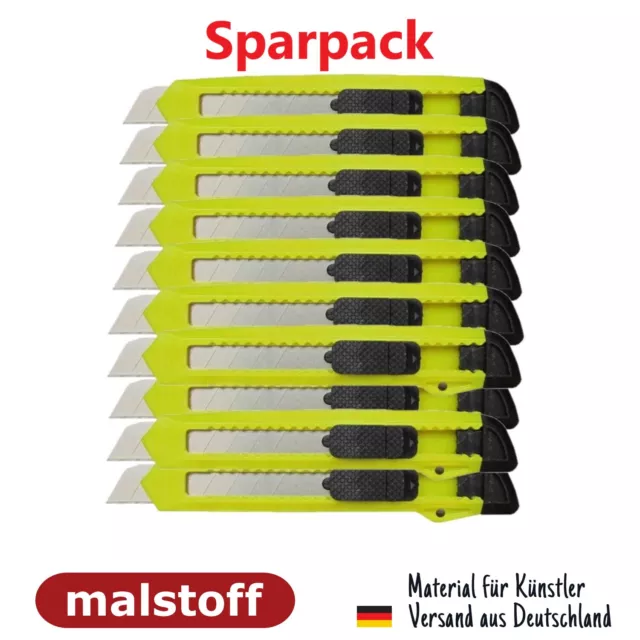 SPARPACK, 10x Cuttermesser mit 18 mm Abbrechklingen bei Malstoff