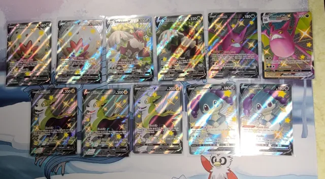 Lot of 11 Pokemon TCG Full Art Cards Rillaboom Boltund Crobat V VMAX Shiny Vault