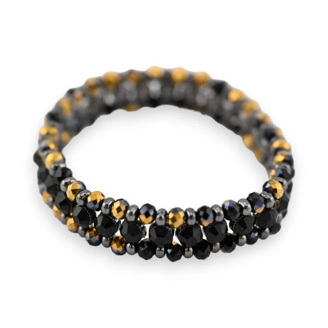 Bracelet Perles Noires Tressées MARC LABAT élastique - Neuf Avec étiquettes