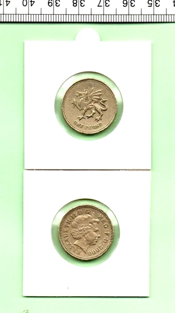 2000 Welsh Dragon Genuine Nickel-Brass Round Pound Coin (Cn-393)