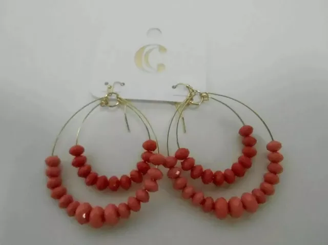 Charming Charlie Coral And Gold Earrings
