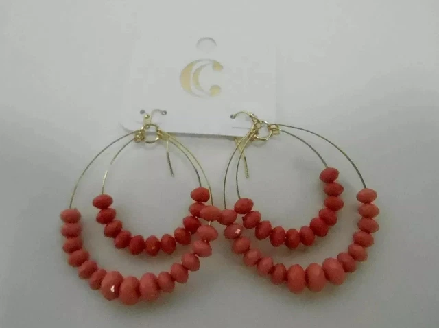 Charming Charlie Coral And Gold Earrings