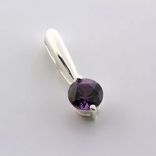 CLEARANCE Sterling Alexandrite Color Lab Sapphire 6mm Round Slider Pendant
