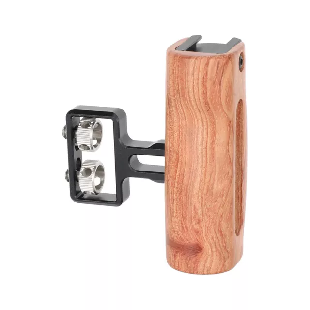 CAMVATE Wood Side Handle with 1/4"-20 Thumbscrew Mounts & Cold Shoe Mount