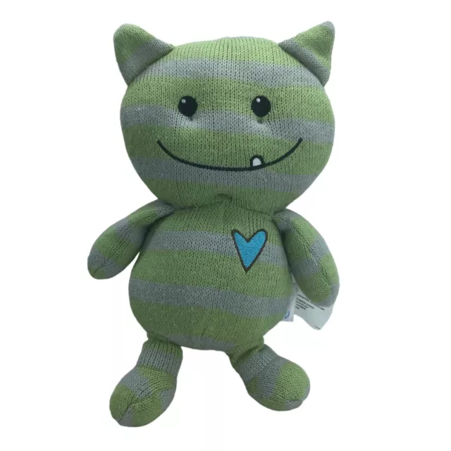 CoCaLo Baby Peek A Boo Monster Green Gray Stripe Plush Stuffed Toy 13 Inch