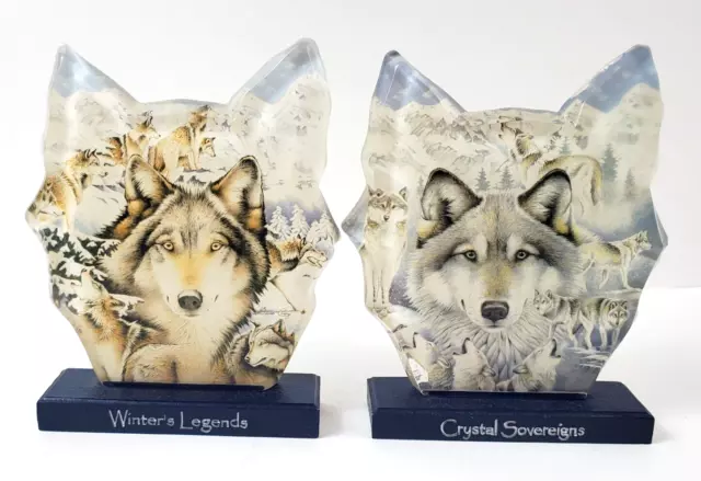 Vtg 2 Bradford Exchange Lords of the Wild Wolf Figures or Bookends Numbered