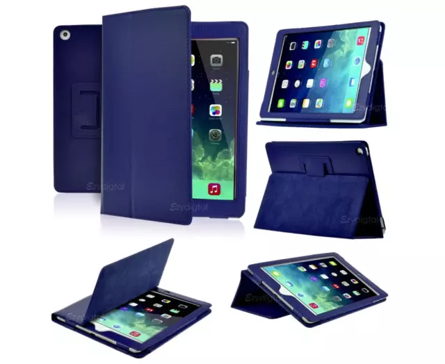Dark Blue Smart Wake Up/Sleep Flip Leather Case Cover for New Apple Ipad Air 2
