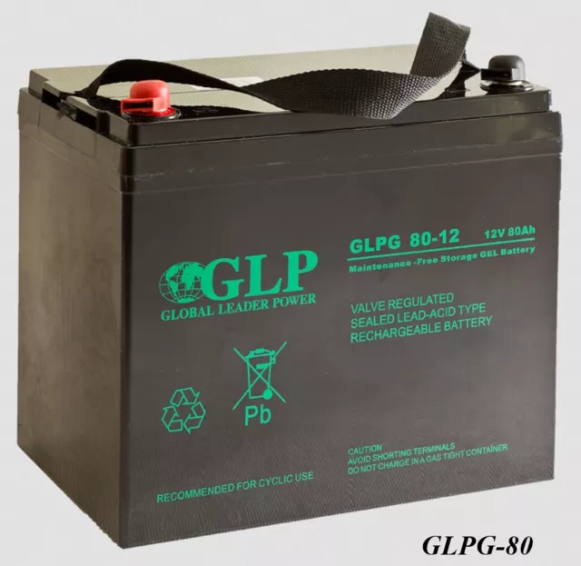 GLPG real VRLA GEL Deep Cycle batería 80Ah (C20) móvil para personas mayores silla de ruedas solar