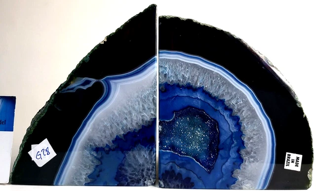 Achatgeoden-Paar  Druse Kristall Edelstein Achat Geode Bergkristall Quarz