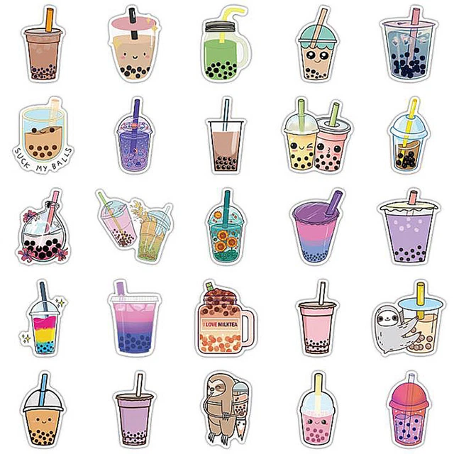 50Pcs Pearl Milk Tea Stickers Guitar Suitcase Laptop Helmet PVC Graffiti Sti -LN