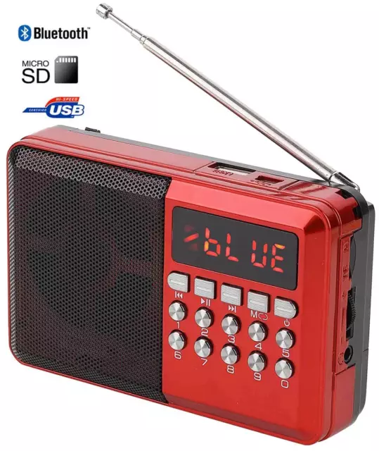 Radio Stereo 3W Portatile Fm Am Bluetooth 5.0 Mp3 Sd Usb Batteria Ricaricabile