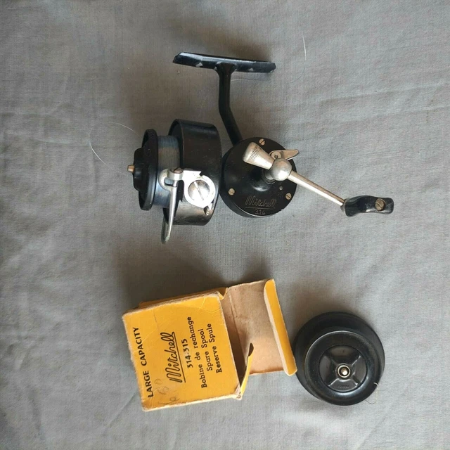 Ancien Moulinet Mitchell 350 - Manivelle Verte - Pêche Vintage