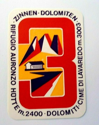 Adige Souvenir-Aufkleber Tre Zinnen Dolomiti Rifugio Auronzo Capanna Alto Adige 80er 